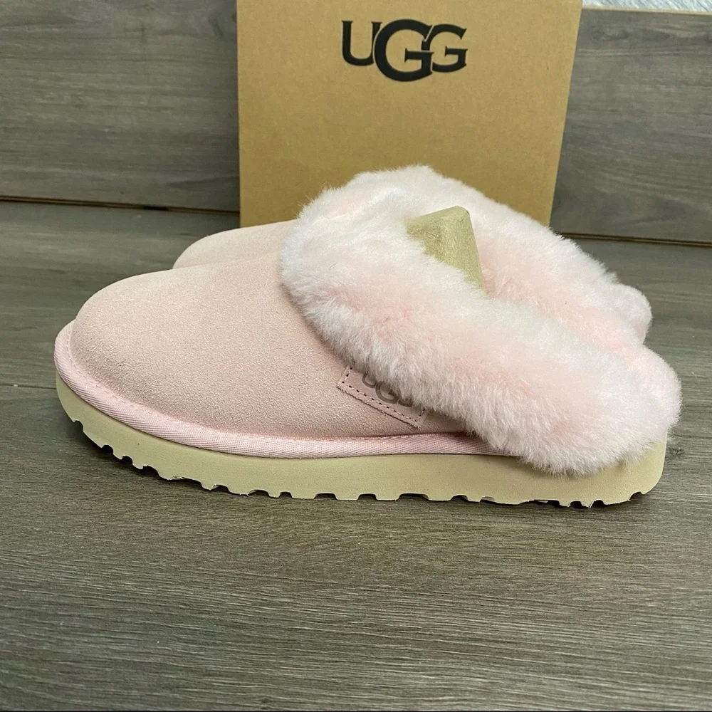 UGG | Cluggette Sheepskin Suede Slippers Pink Cloud LIMITED STOCK Valentines Day - Picture 4 of 11